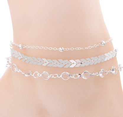 Jewelry Multilayer Popular Airplane Crystal Beach Anklet 1612438145024