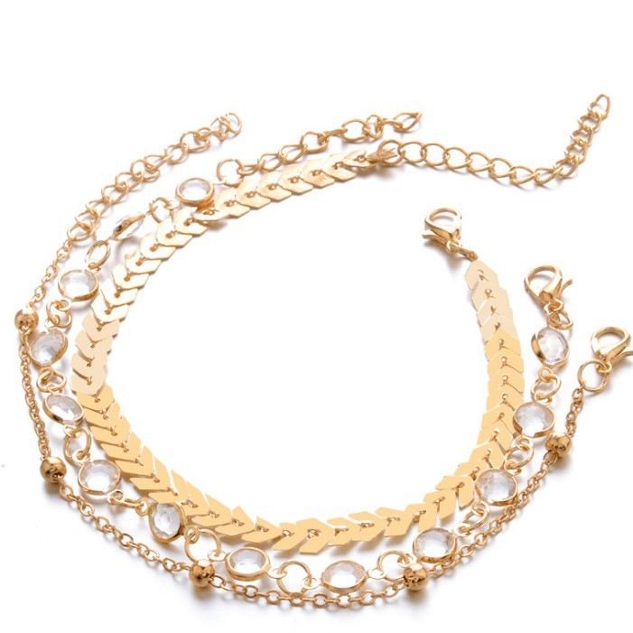 Jewelry Multilayer Popular Airplane Crystal Beach Anklet 1612438145029