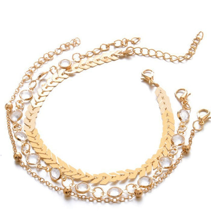 Jewelry Multilayer Popular Airplane Crystal Beach Anklet 1612438145029