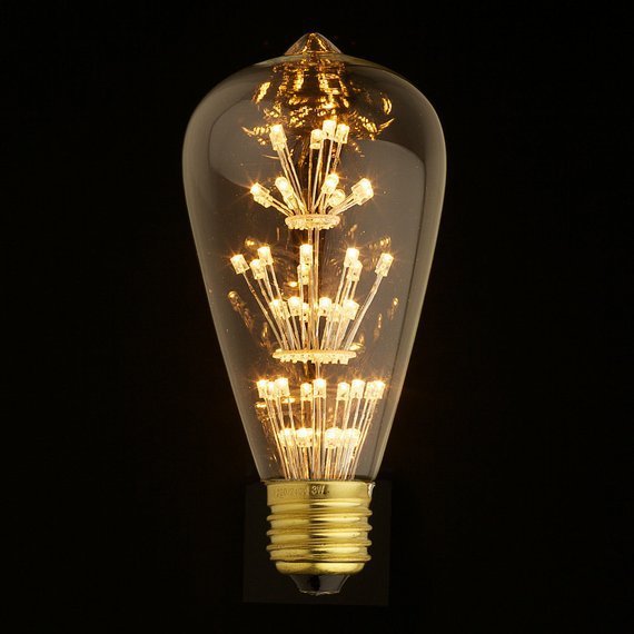LED Light Bulb 3W Colorful Stars ST64 Retro Edison Decoration 1612664943374