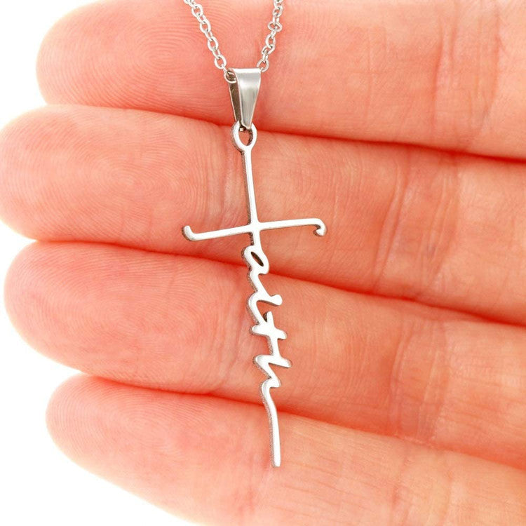 Woven letters cross necklace women 1612769178344