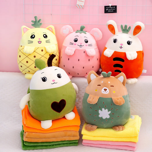 Cartoon Rabbit Air Conditioner Blanket With Plush Hand Warming Pillow 1612927094713