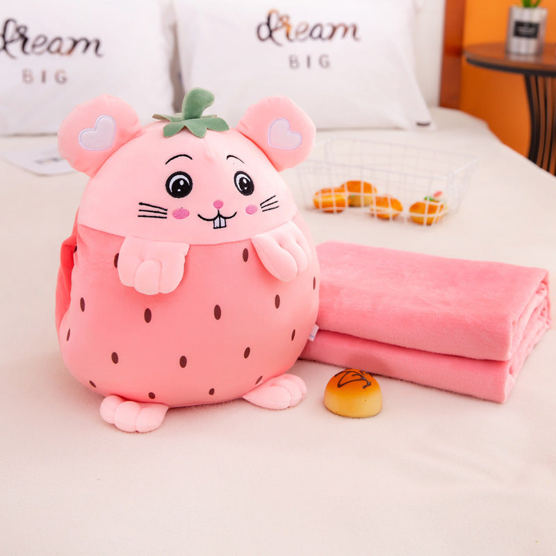 Cartoon Rabbit Air Conditioner Blanket With Plush Hand Warming Pillow 1612927094716