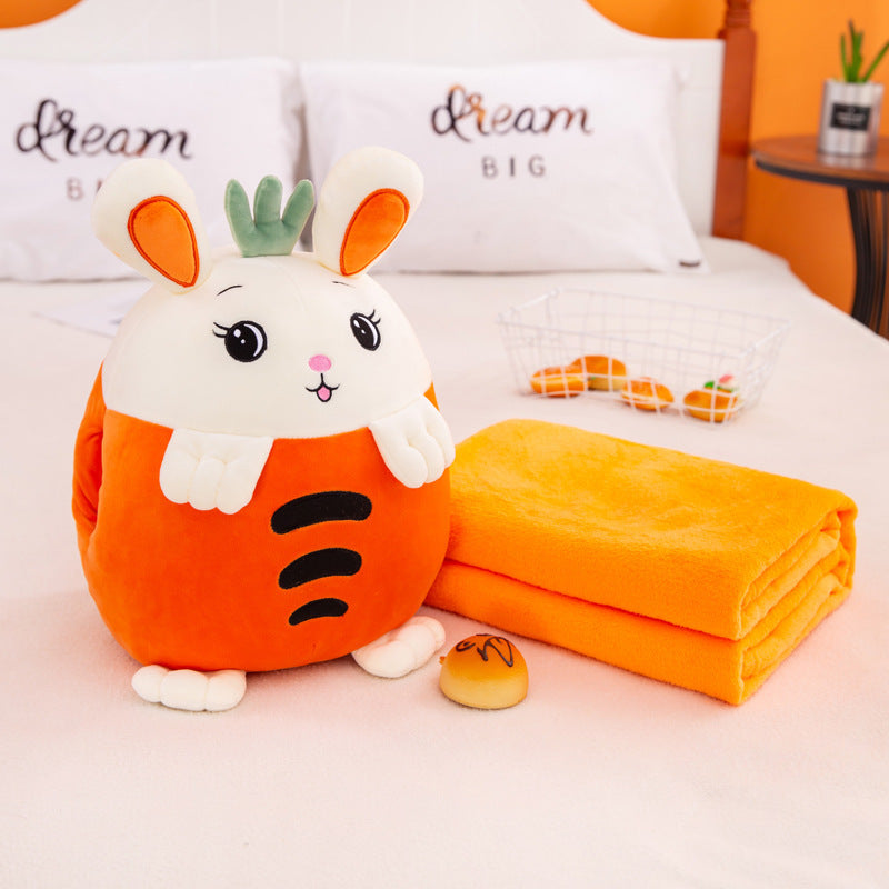 Cartoon Rabbit Air Conditioner Blanket With Plush Hand Warming Pillow 1612927094733