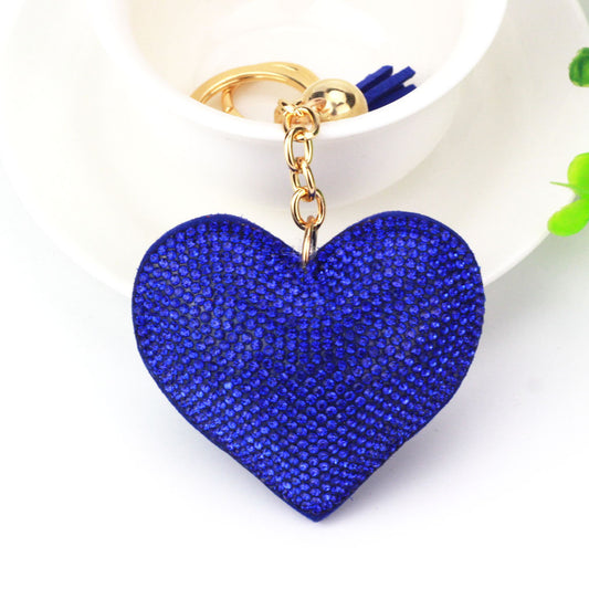 Peach Heart Hot Rhinestone Leather Advertising Keychain 1613286802463