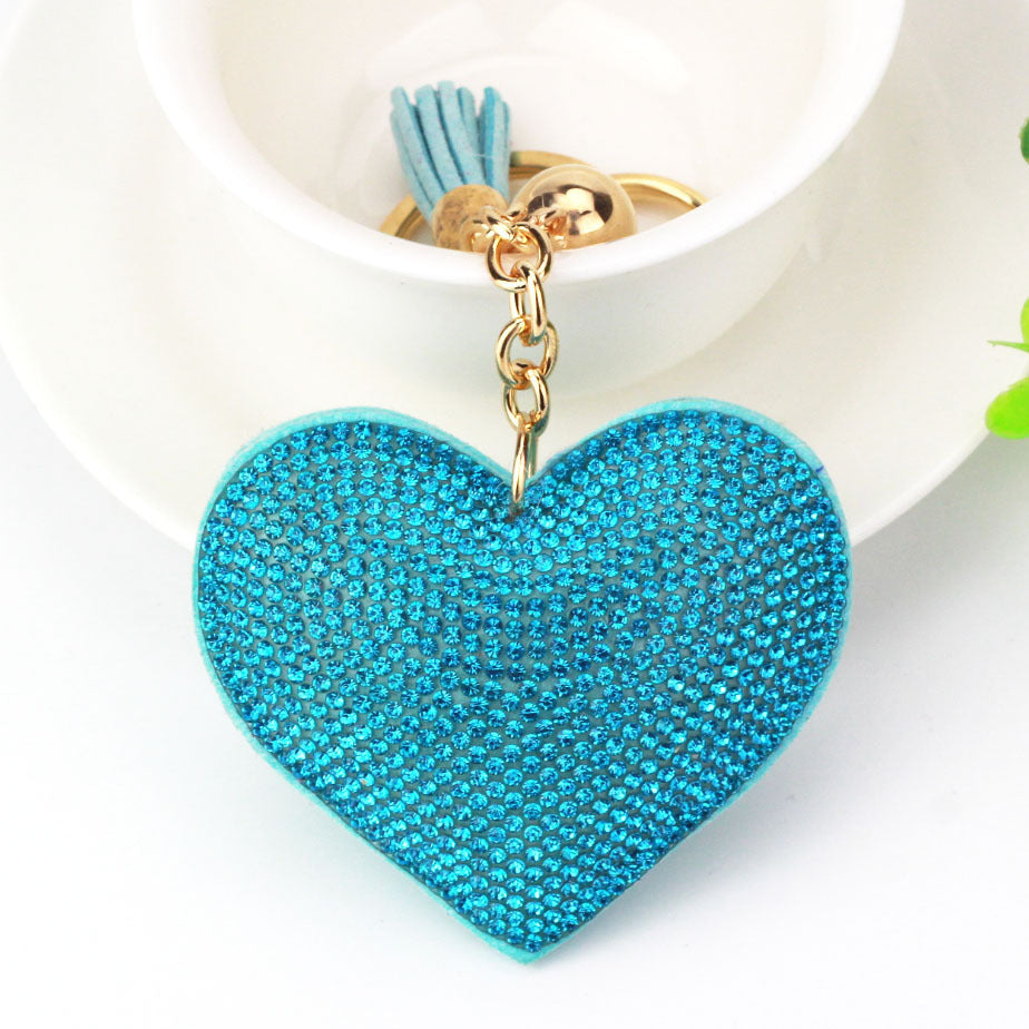 Peach Heart Hot Rhinestone Leather Advertising Keychain 1613286802751