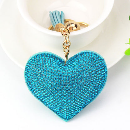 Peach Heart Hot Rhinestone Leather Advertising Keychain 1613286802751