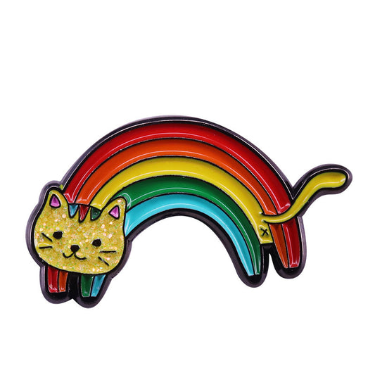 Rainbow Cat Badge Cute Glitter Pin Jewelry Creative Lapel 1613451141872
