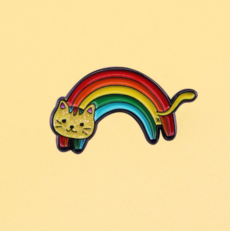 Rainbow Cat Badge Cute Glitter Pin Jewelry Creative Lapel 1613451141880