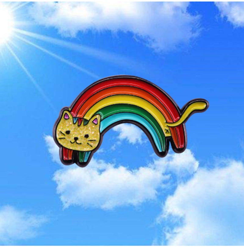 Rainbow Cat Badge Cute Glitter Pin Jewelry Creative Lapel 1613451141881