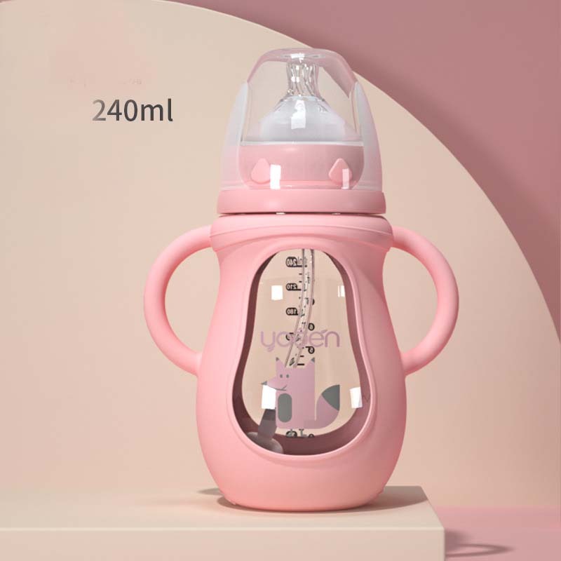 Anti-Scalding Handle Silicone Sleeve Insulated Baby Bottle 1613609850110