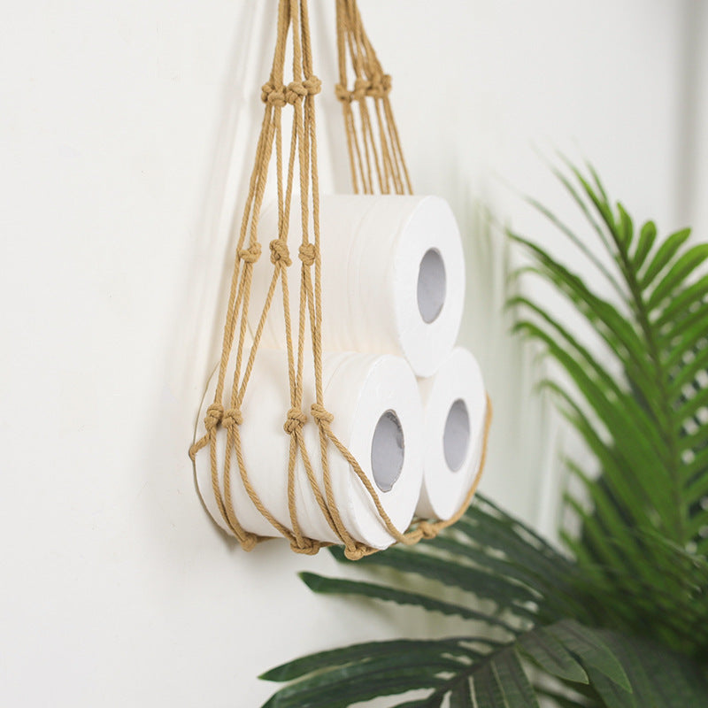 Paper Roll Cotton Rope Storage Hanging Bag 1613618653667