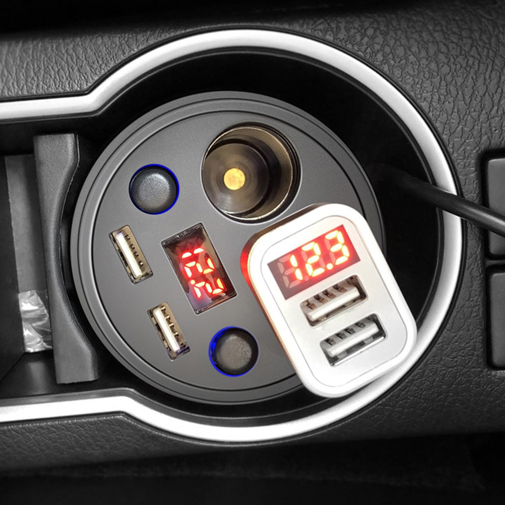 Multi-function Cigarette Lighter Digital Display Multi-mouth Cup Type Car Mobile Phone Car Charger 1613701139416