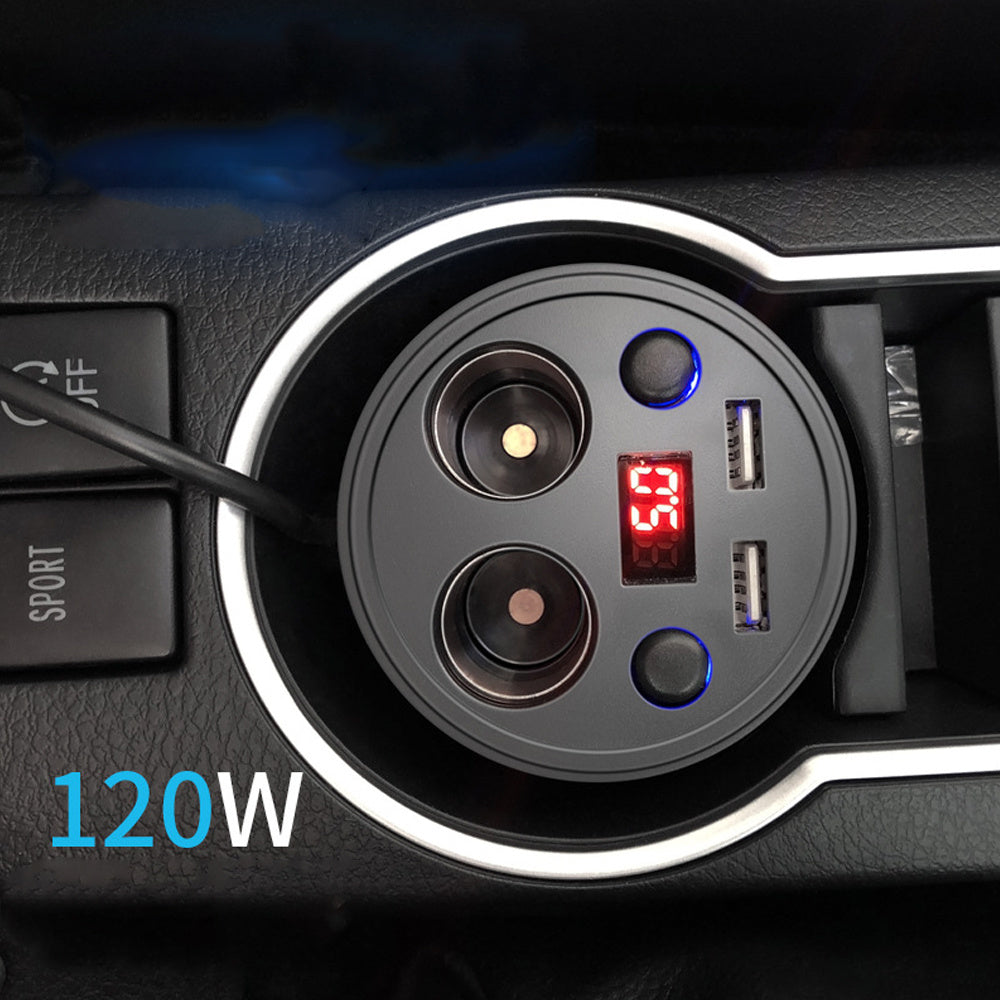 Multi-function Cigarette Lighter Digital Display Multi-mouth Cup Type Car Mobile Phone Car Charger 1613701139434