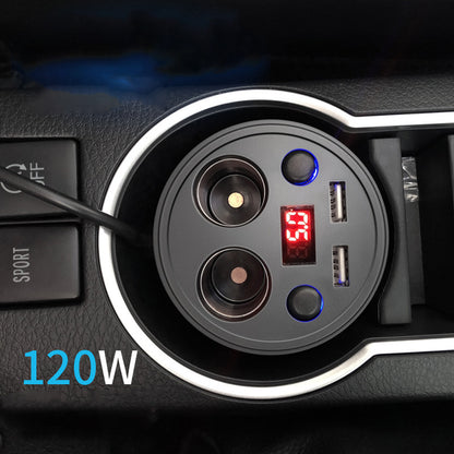 Multi-function Cigarette Lighter Digital Display Multi-mouth Cup Type Car Mobile Phone Car Charger 1613701139434