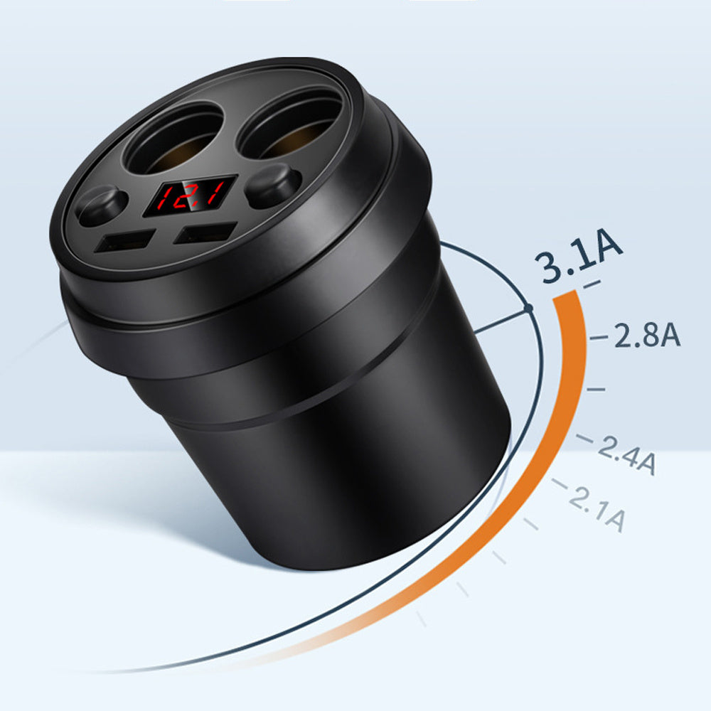 Multi-function Cigarette Lighter Digital Display Multi-mouth Cup Type Car Mobile Phone Car Charger 1613701139465