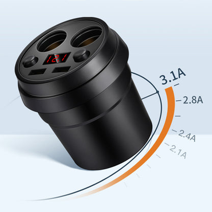 Multi-function Cigarette Lighter Digital Display Multi-mouth Cup Type Car Mobile Phone Car Charger 1613701139465