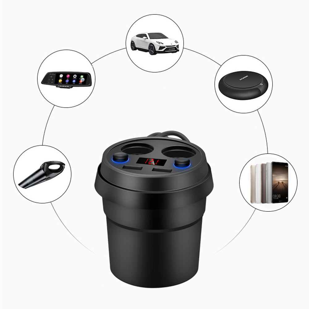 Multi-function Cigarette Lighter Digital Display Multi-mouth Cup Type Car Mobile Phone Car Charger 1613701139486