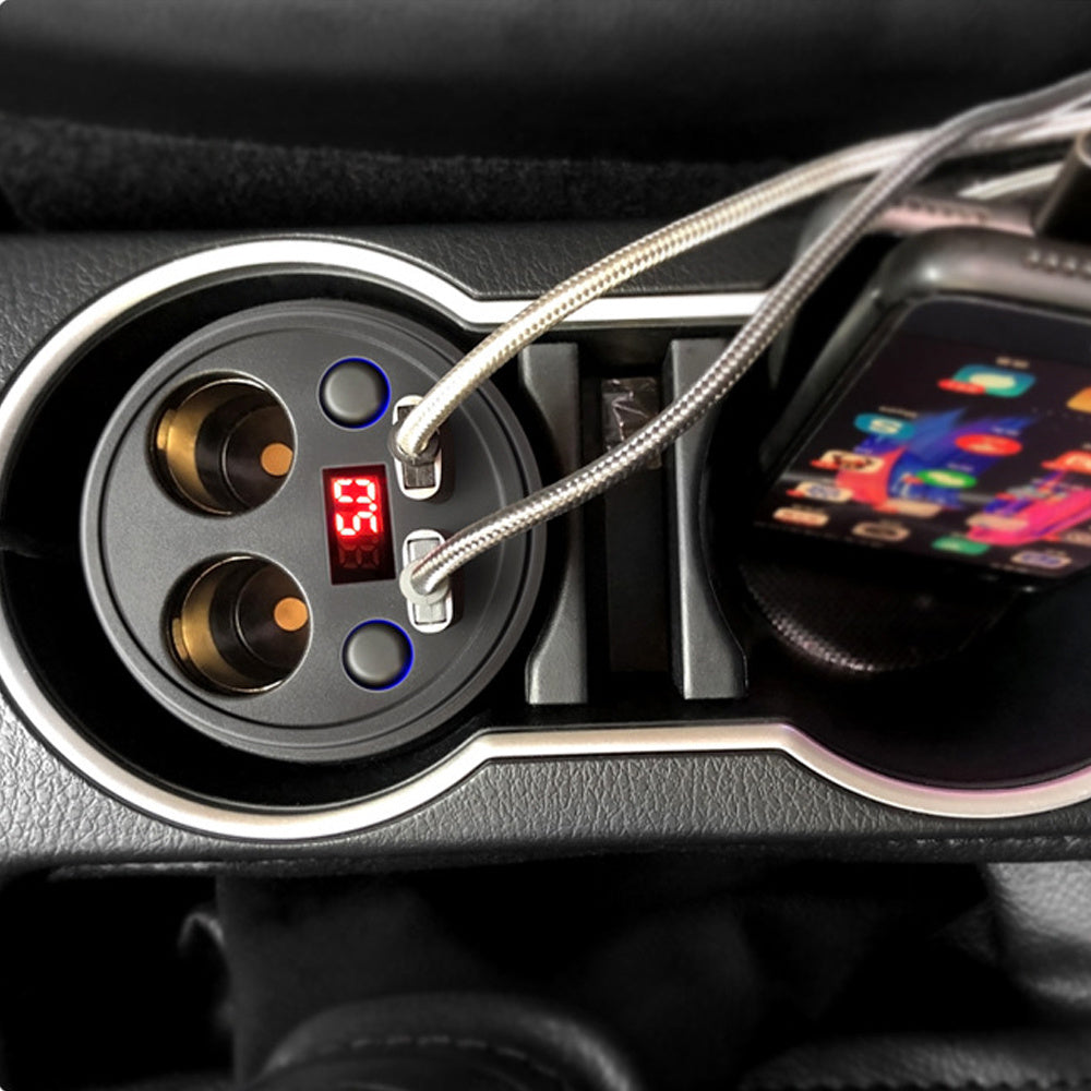 Multi-function Cigarette Lighter Digital Display Multi-mouth Cup Type Car Mobile Phone Car Charger 1613701139488