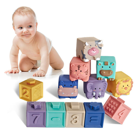Soft Plastic Building Blocks For Infants And Young Children Early Education Digital Cognitive Animal Relief Matching Toys 161