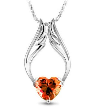 Hearts and Arrows Angel Wings Crystal Necklace 161396215617