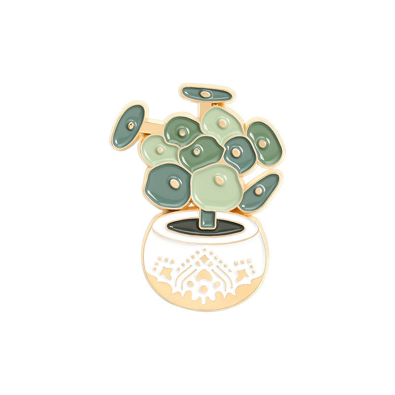 Cartoon Plant Potted Alloy Letter Brooch 1614063615284