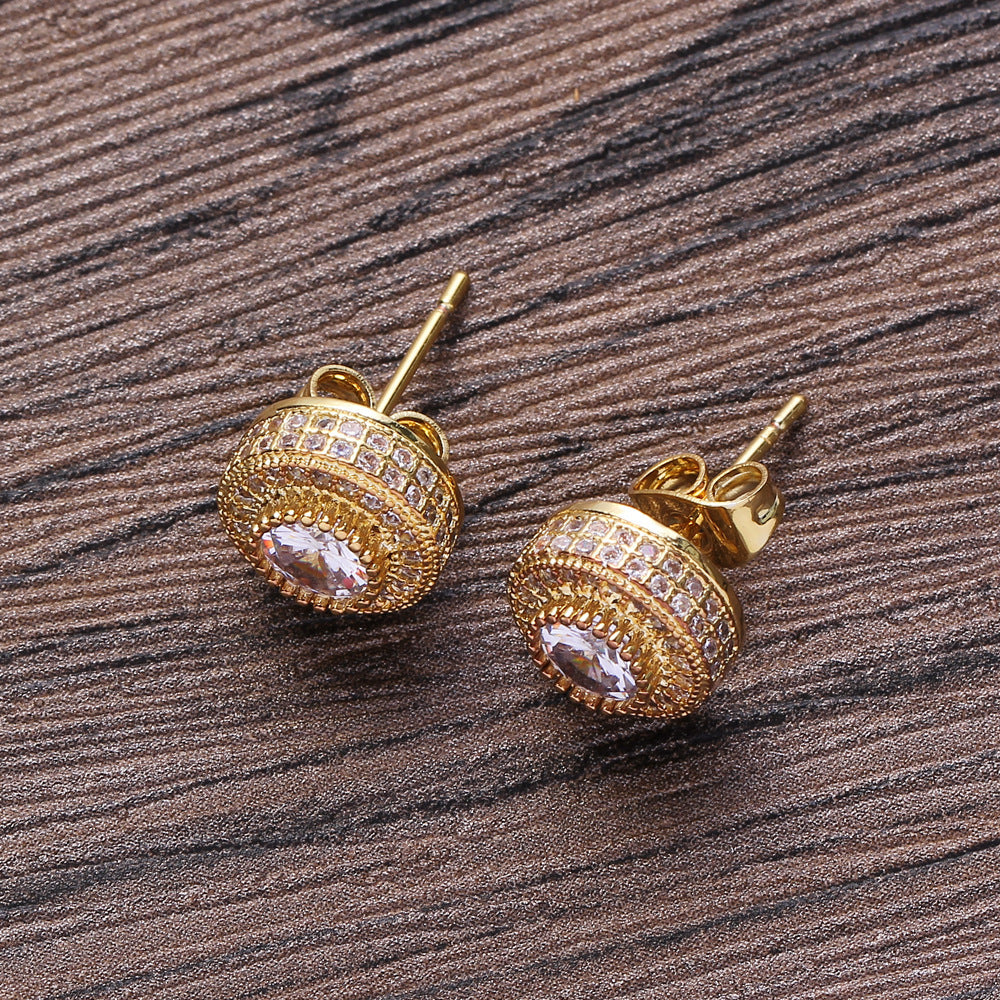 Round Full Zircon Hip Hop Personality Earrings Men And Women Trendy Diy Earrings 16140691 9b0c 4a51 bc8b 9db41ec3980c