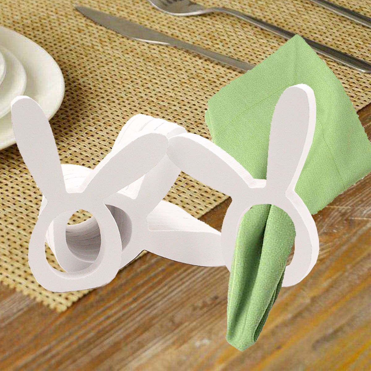 Easter Bunny Napkin Ring Holders Easter Table Decoration for Home Wooden Rabbit Ear Tissue Ring Happy Easter Party Supply 161