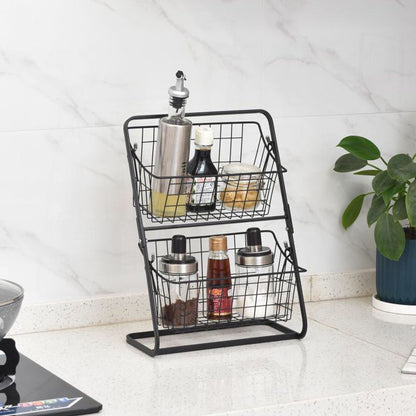 Stainless Steel Countertops Multilayer Spice Rack Fruit Kitchen Storage Kitchen Storage Rack 1614156727092