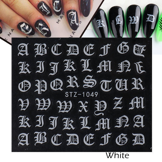 Personality Python Dark Letter Transfer Nail Sticker 1614222412422