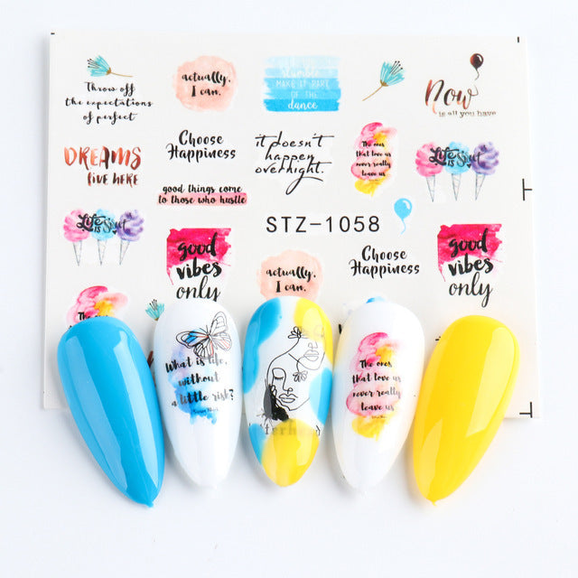 Personality Python Dark Letter Transfer Nail Sticker 1614222412427
