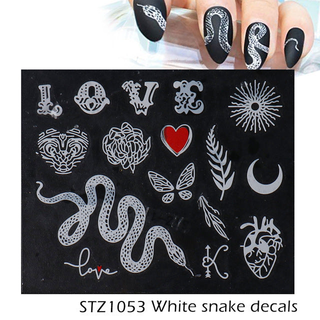Personality Python Dark Letter Transfer Nail Sticker 1614222412434