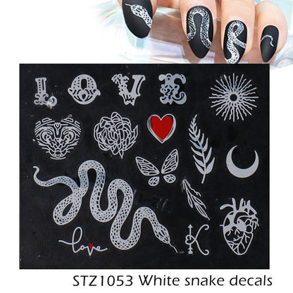 Personality Python Dark Letter Transfer Nail Sticker 1614222412434