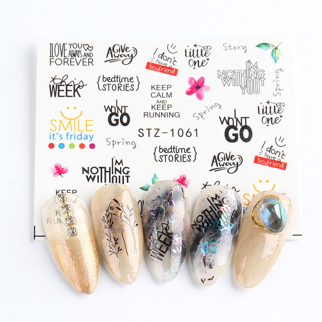 Personality Python Dark Letter Transfer Nail Sticker 1614222412729