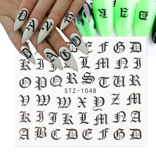 Personality Python Dark Letter Transfer Nail Sticker 1614222412731