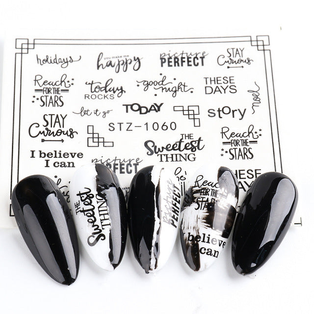 Personality Python Dark Letter Transfer Nail Sticker 1614222412734