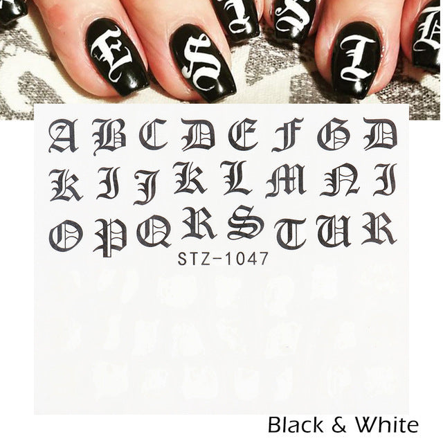 Personality Python Dark Letter Transfer Nail Sticker 1614222412736