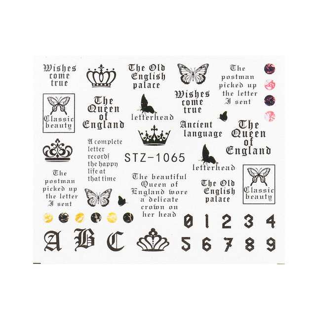 Personality Python Dark Letter Transfer Nail Sticker 1614222412974