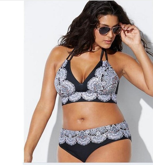 Printed Swimsuit Retro Bikini With Back Straps 1614328594141