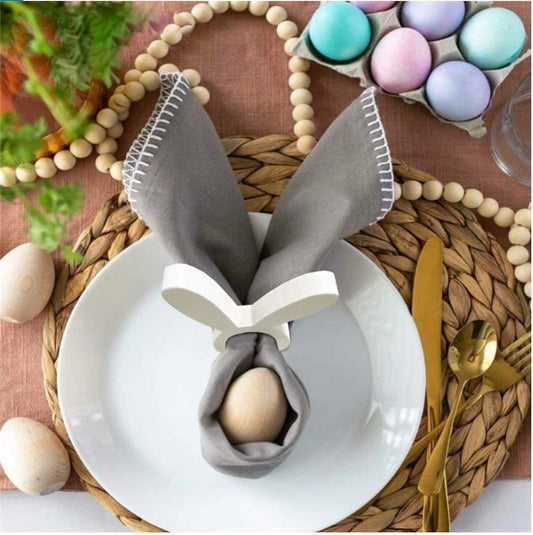 Easter Bunny Napkin Ring Holders Easter Table Decoration for Home Wooden Rabbit Ear Tissue Ring Happy Easter Party Supply 161