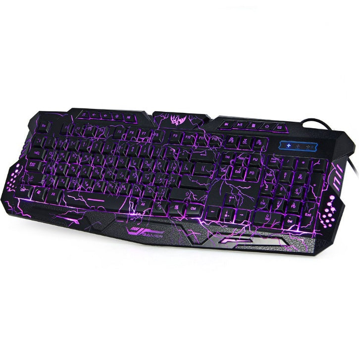 J10 tricolor backlight wired gaming keyboard set colorful luminous gaming mouse keyboard Russian keyboard 1614352631311