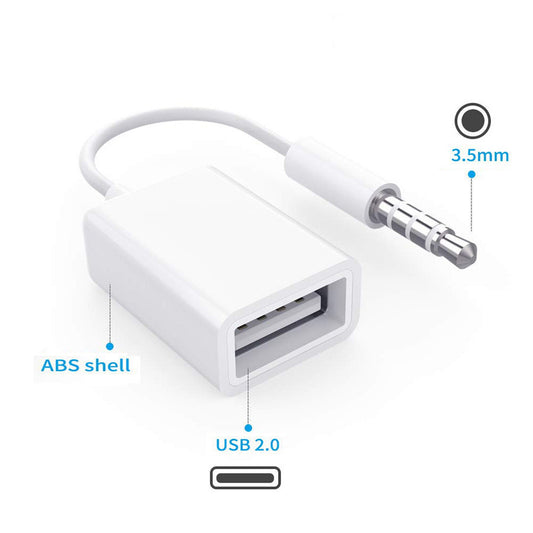 Car MP3 3.5mm Male AUX Audio Socket Jack To USB 2.0 Female Converter Cable Cord Car Interior Accessories Boutique New Hot Sal