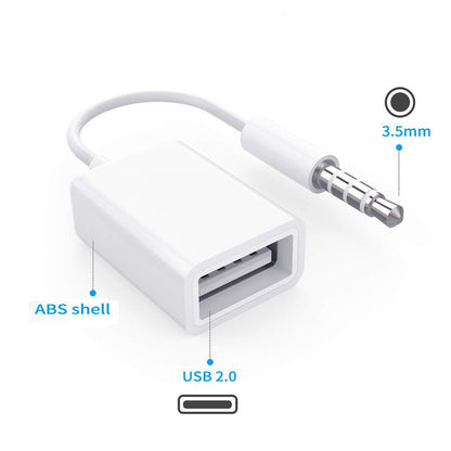 Car MP3 3.5mm Male AUX Audio Socket Jack To USB 2.0 Female Converter Cable Cord Car Interior Accessories Boutique New Hot Sal