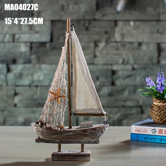Home Decoration Antique Fishing Boat Model Creative Home Decoration 1614749200914