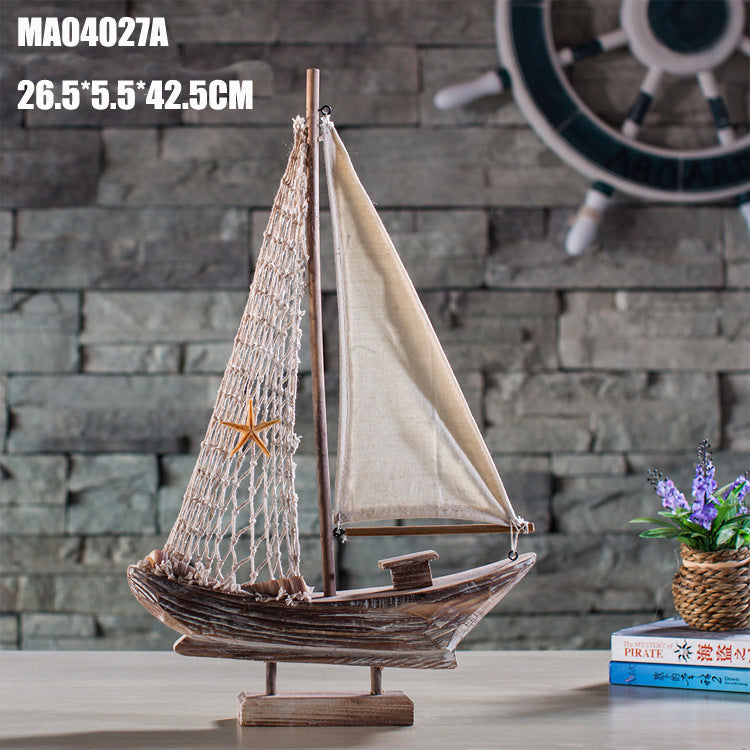 Home Decoration Antique Fishing Boat Model Creative Home Decoration 1614749200934