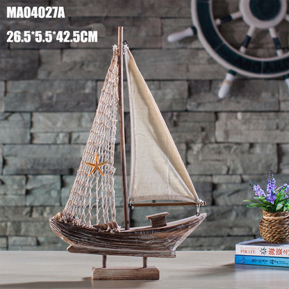 Home Decoration Antique Fishing Boat Model Creative Home Decoration 1614749200934