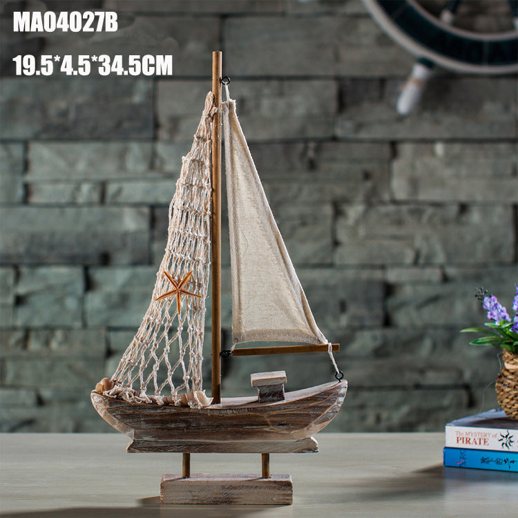 Home Decoration Antique Fishing Boat Model Creative Home Decoration 1614749200939