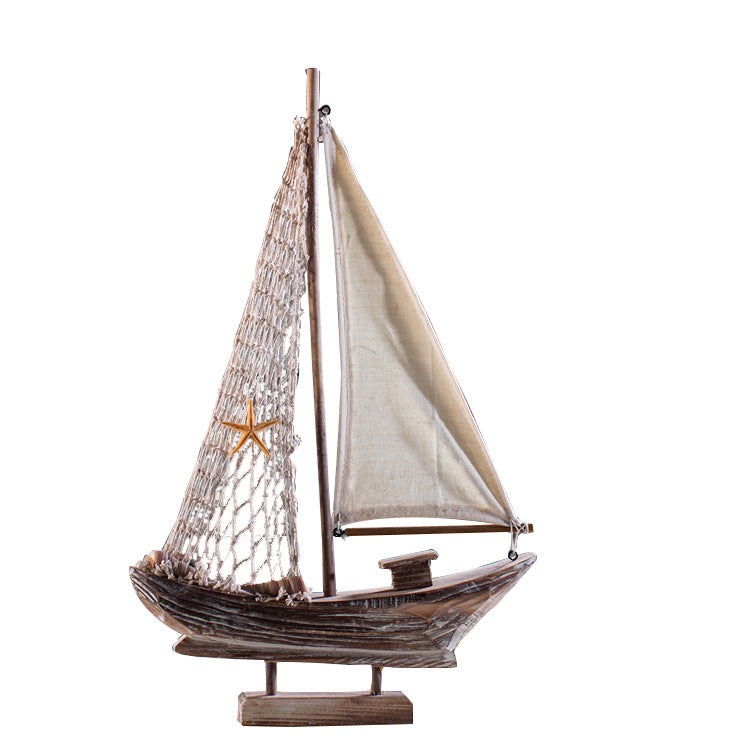 Home Decoration Antique Fishing Boat Model Creative Home Decoration 1614749200943