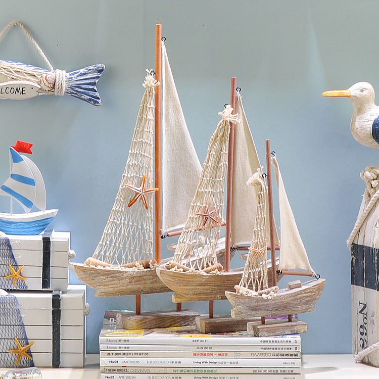 Home Decoration Antique Fishing Boat Model Creative Home Decoration 1614749200948