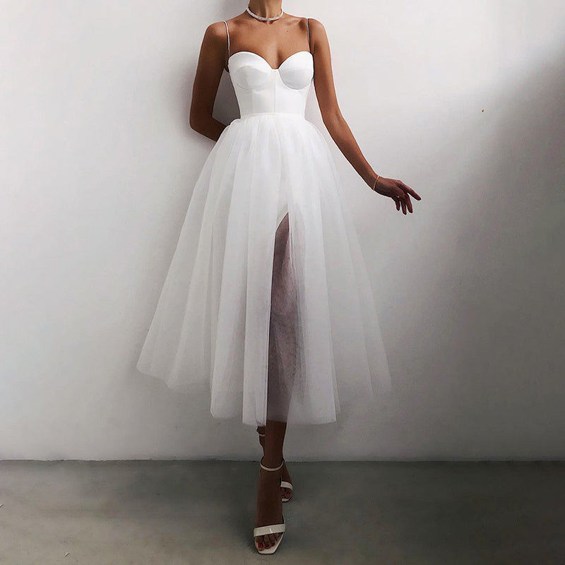 Pure Color Mesh French Retro Dress European And American Tube Top Suspender Skirt 1614769095554 25fddd67 8133 421b abc4 d7b23